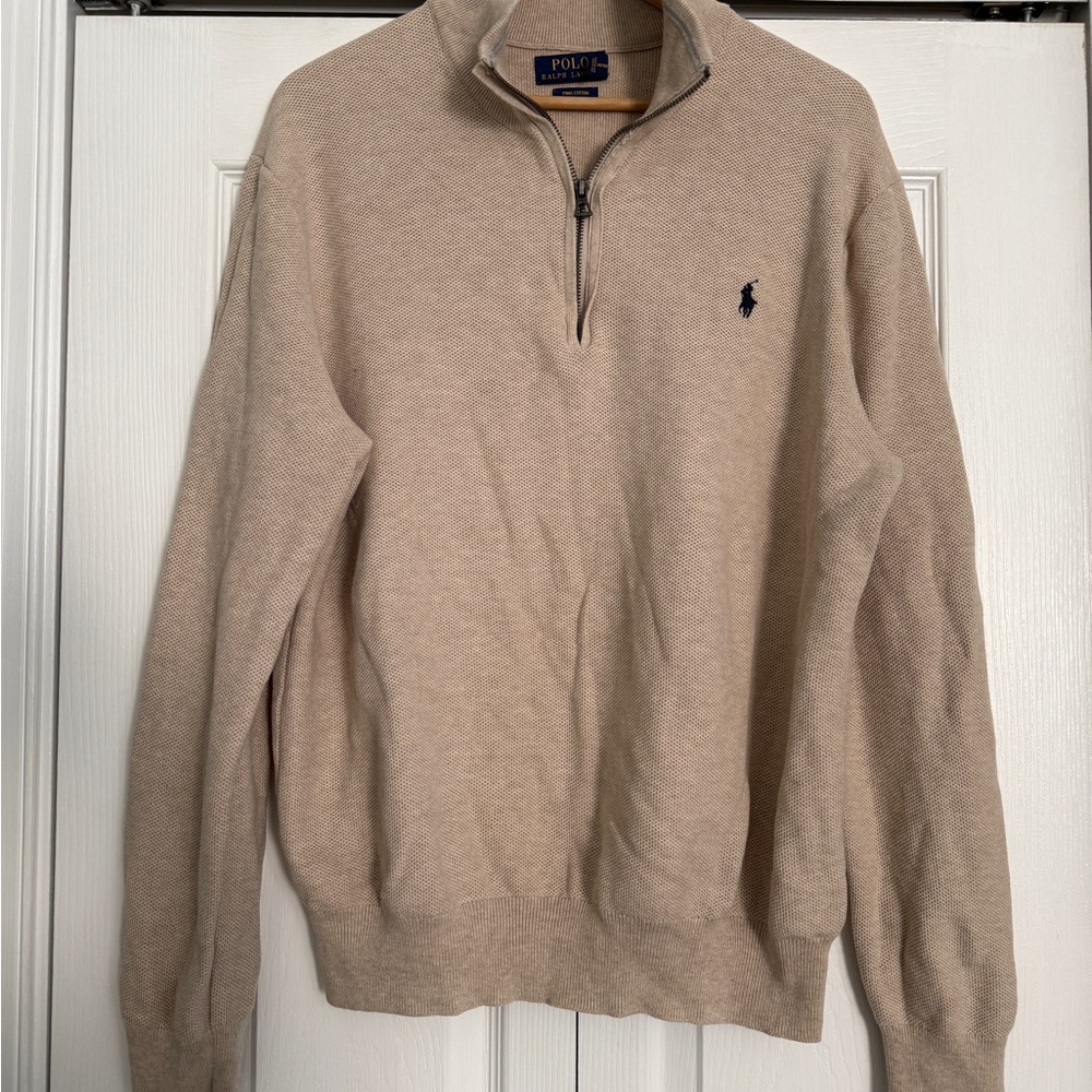 Ralph Lauren Men's Tan Zip-Up Sweater